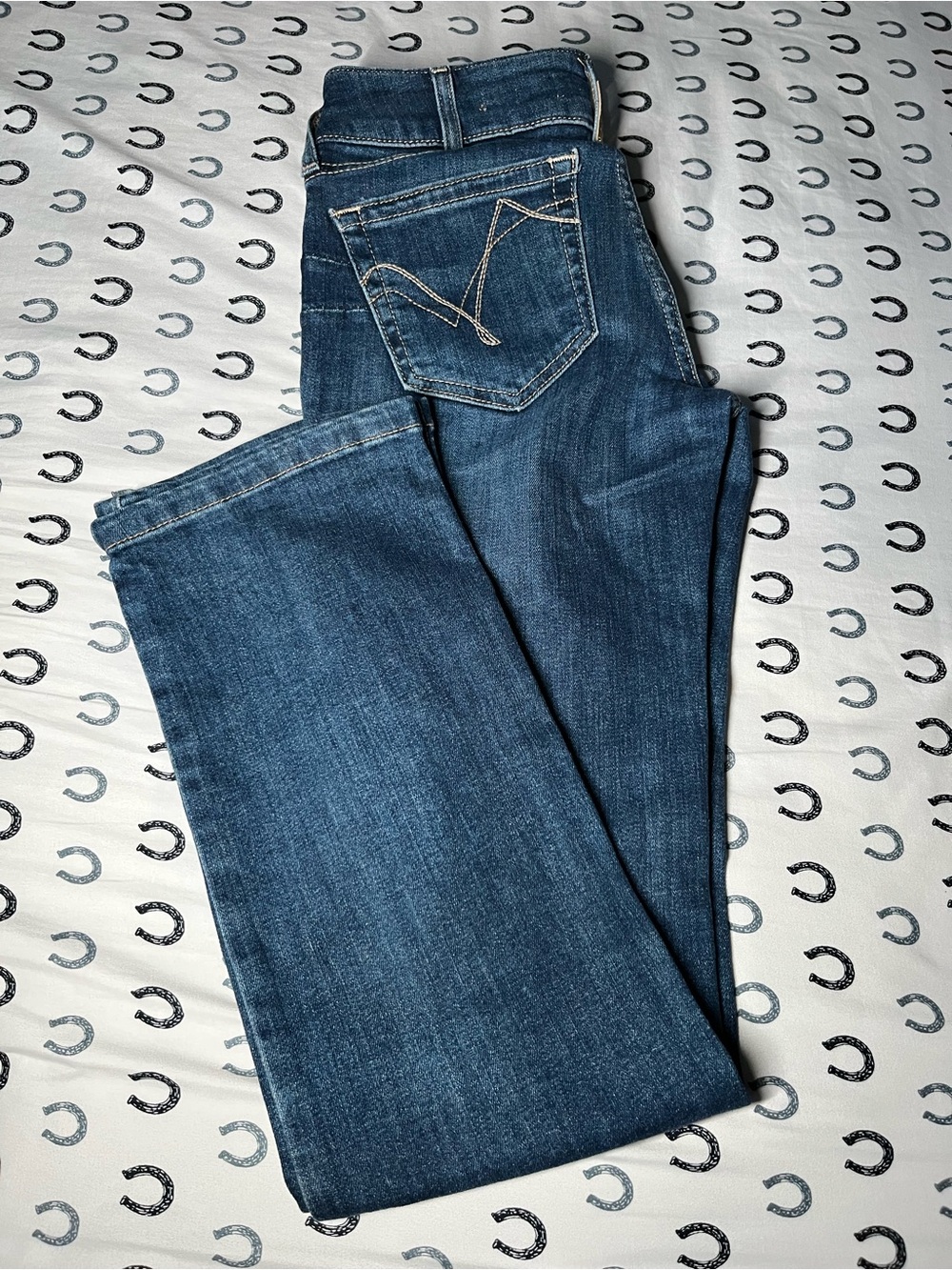 Ariat R.E.A.L. Mid Rise Entwined Boot Cut Jean Blue Waist 26S